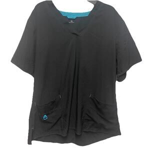 Carhartt Force Scrub Top Women’s XL Black V Neck Pockets Work Shirt
